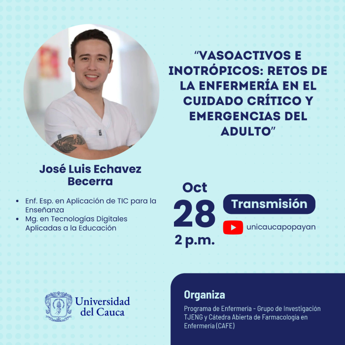 Conferencia “Vasoactivos e inotrópicos: Retos de la enfermería en el cuidado crítico y emergencias del adulto”