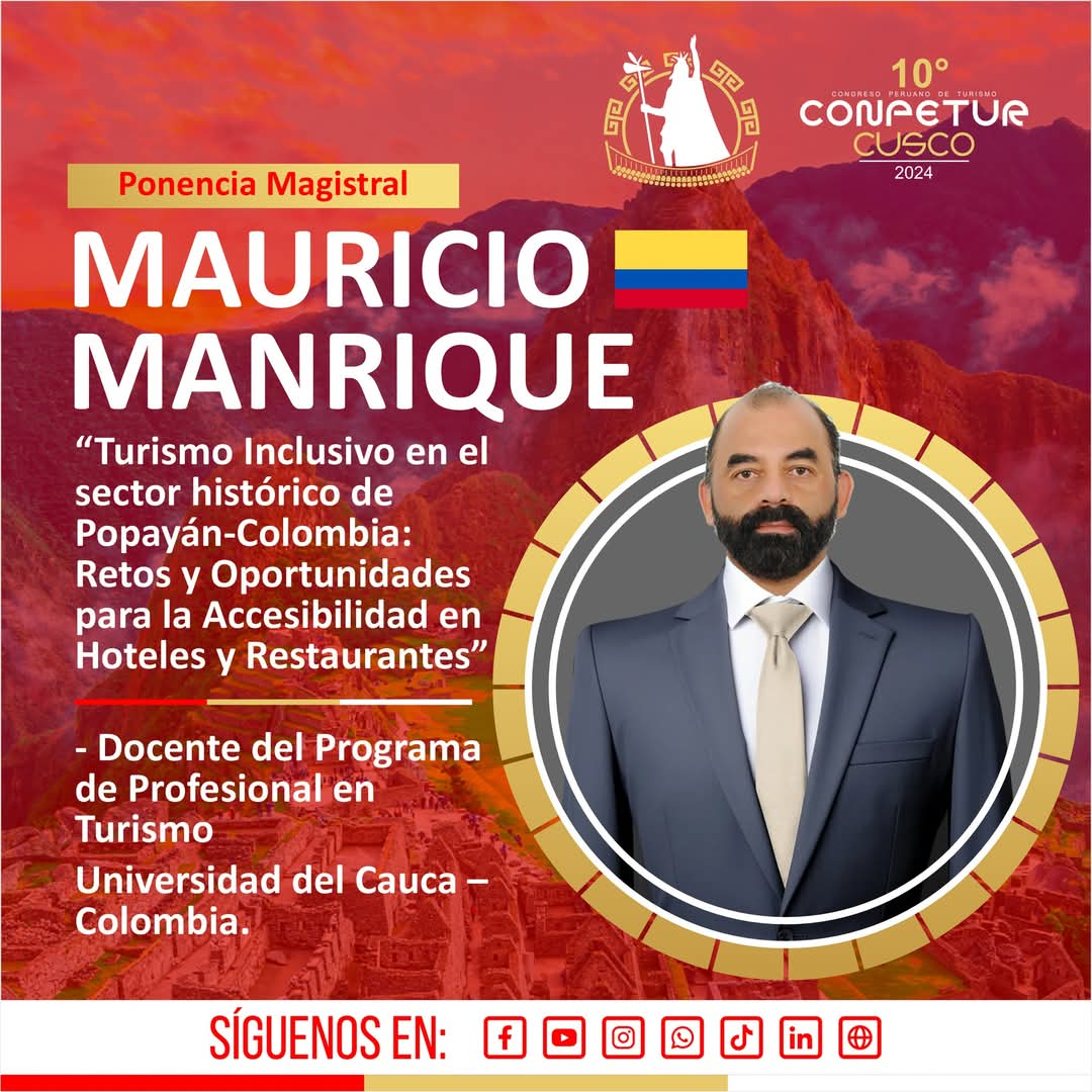 Imagen de Mauricio Andrés Manrique, docente del Departamento de Ciencias del Turismo