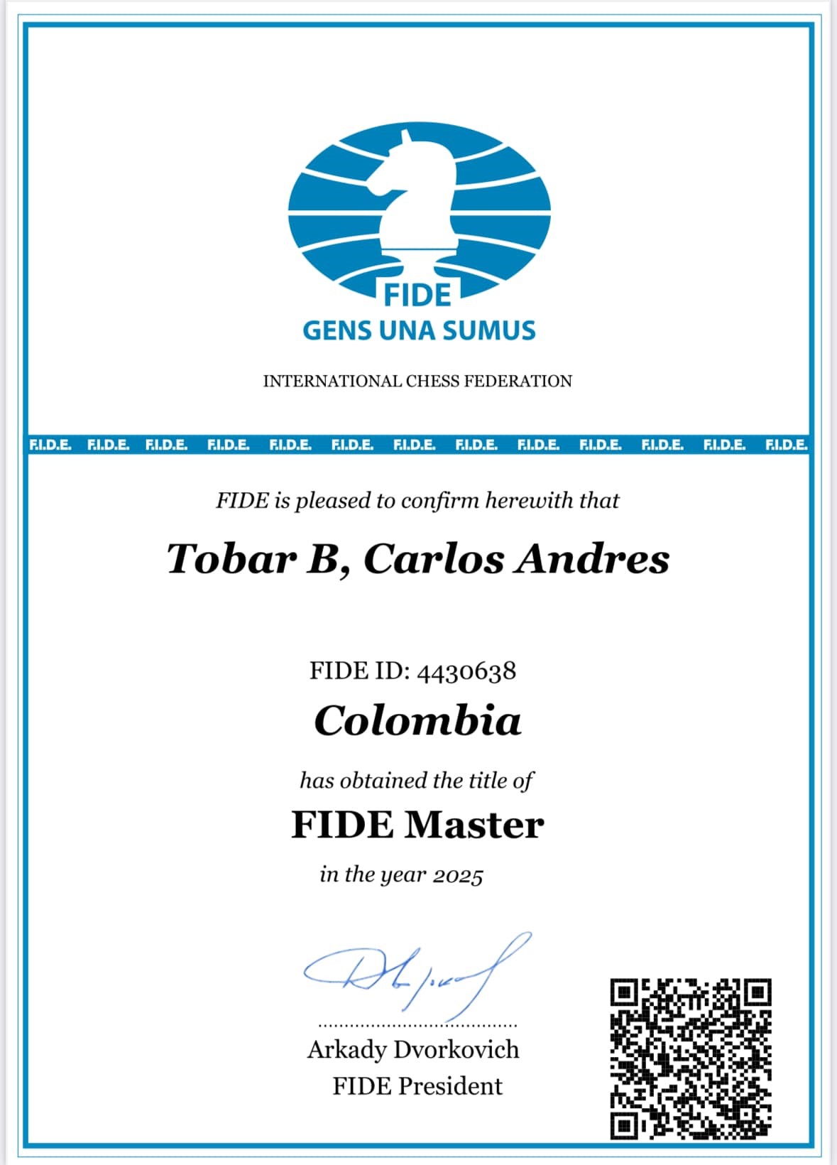 Imagen de reconocimiento Maestro FIDE Absoluto